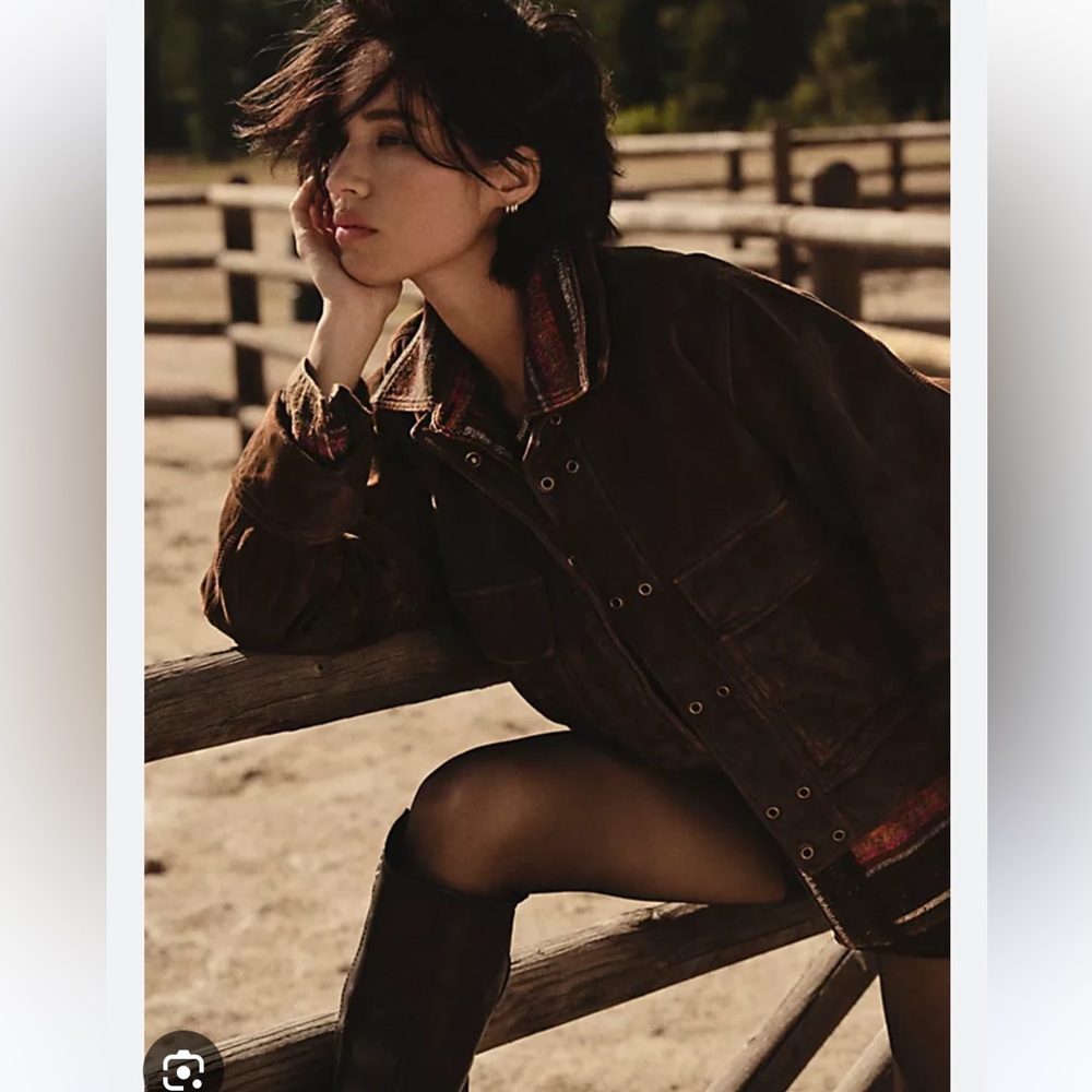 Free People x LL Bean suede Ranch Chores Weather Jacket coat Yellowstone leather